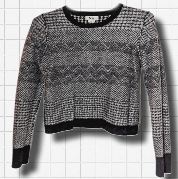 Acne Studios Wool Inside-out Look Houndstooth Sweater sz S -